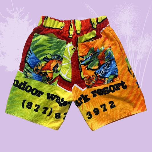 Upcycled Repurposed Terry Towel Shorts, Handmade Terry Cloth Towel Shorts