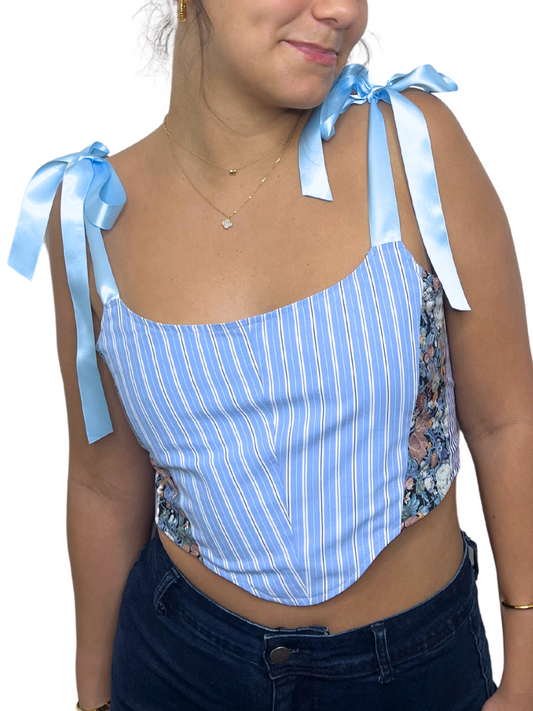 Striped Blue Mixed Corset