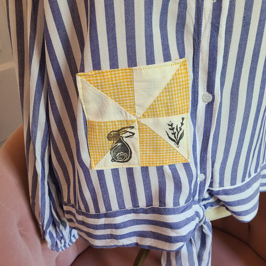 Tie Button Down with Patches