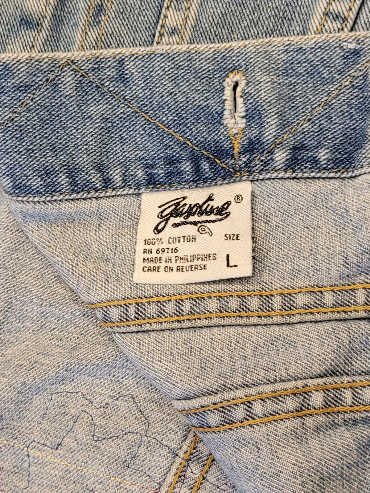A pair of jeans with a label on them.