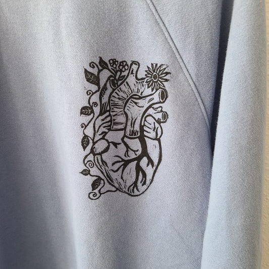Floral Anatomical Heart Print Sweatshirt