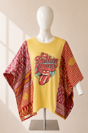 Rolling Stones Inspired Handmade Boho Poncho Top