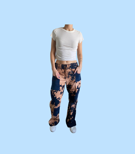 bleached navy cargo pants