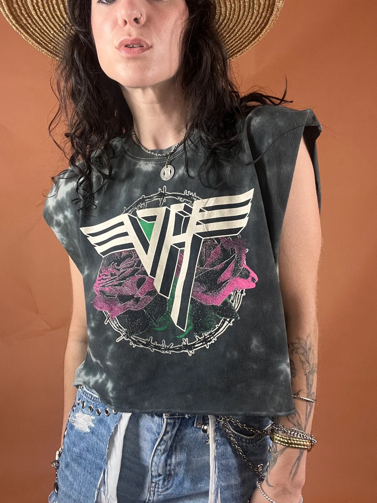 Van Halen Serape Stripe Crop Tank Top