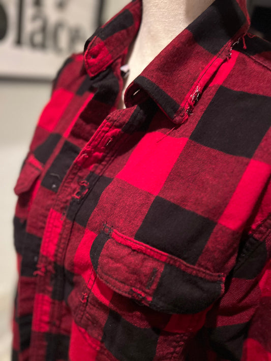 Upcycled Distressed Flannel Day Drinker