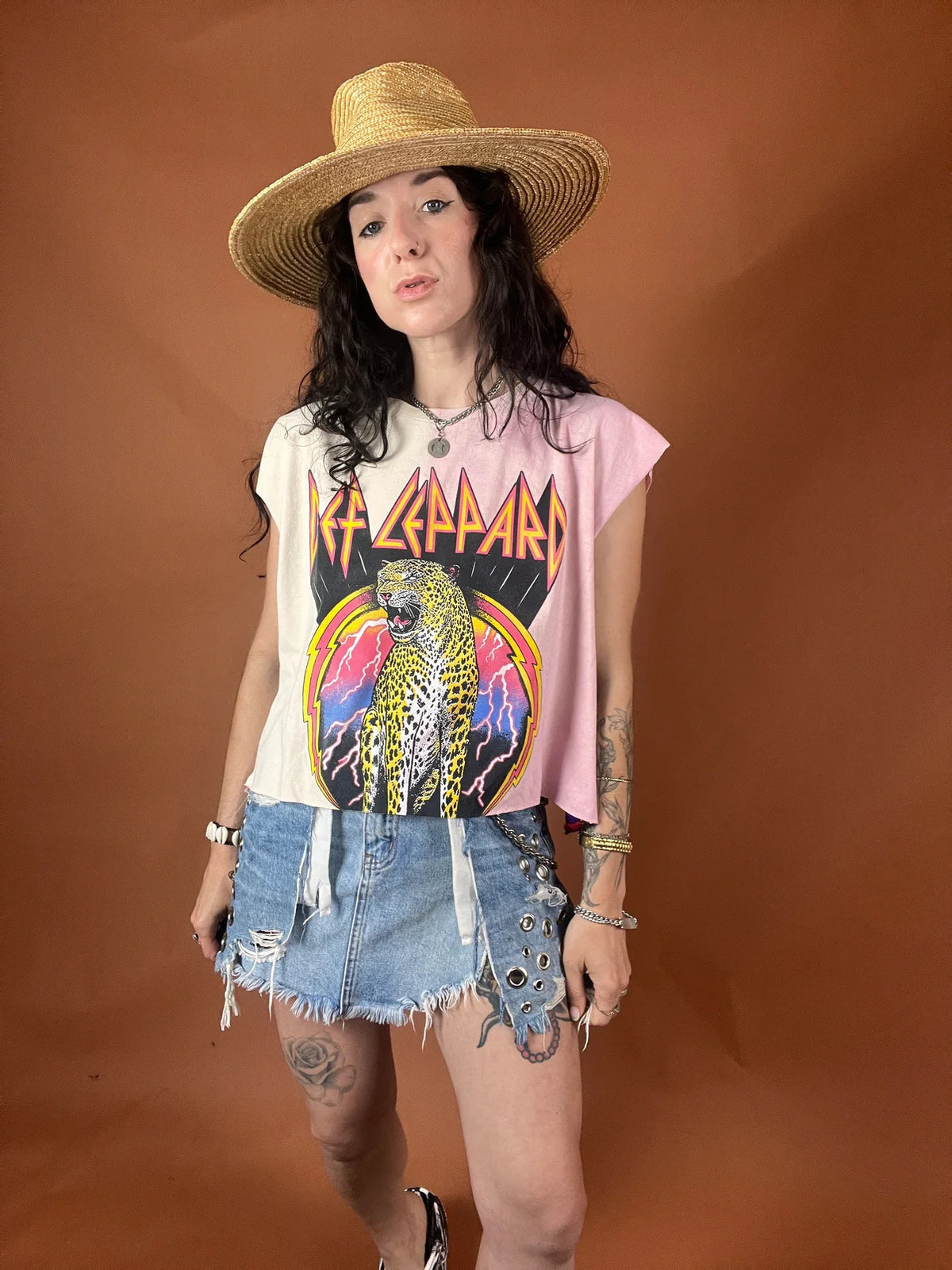 Def Leppard Serape Stripe Crop Tank Top