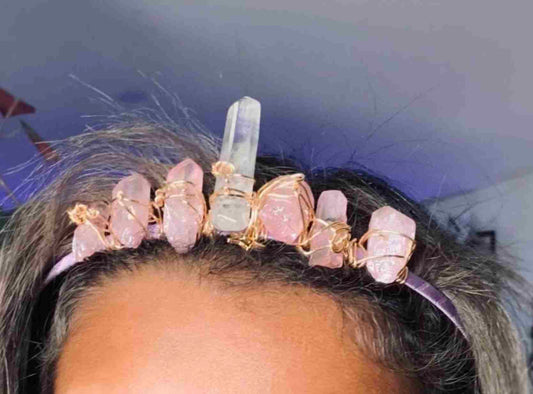 a close up of a person with a hair comb.