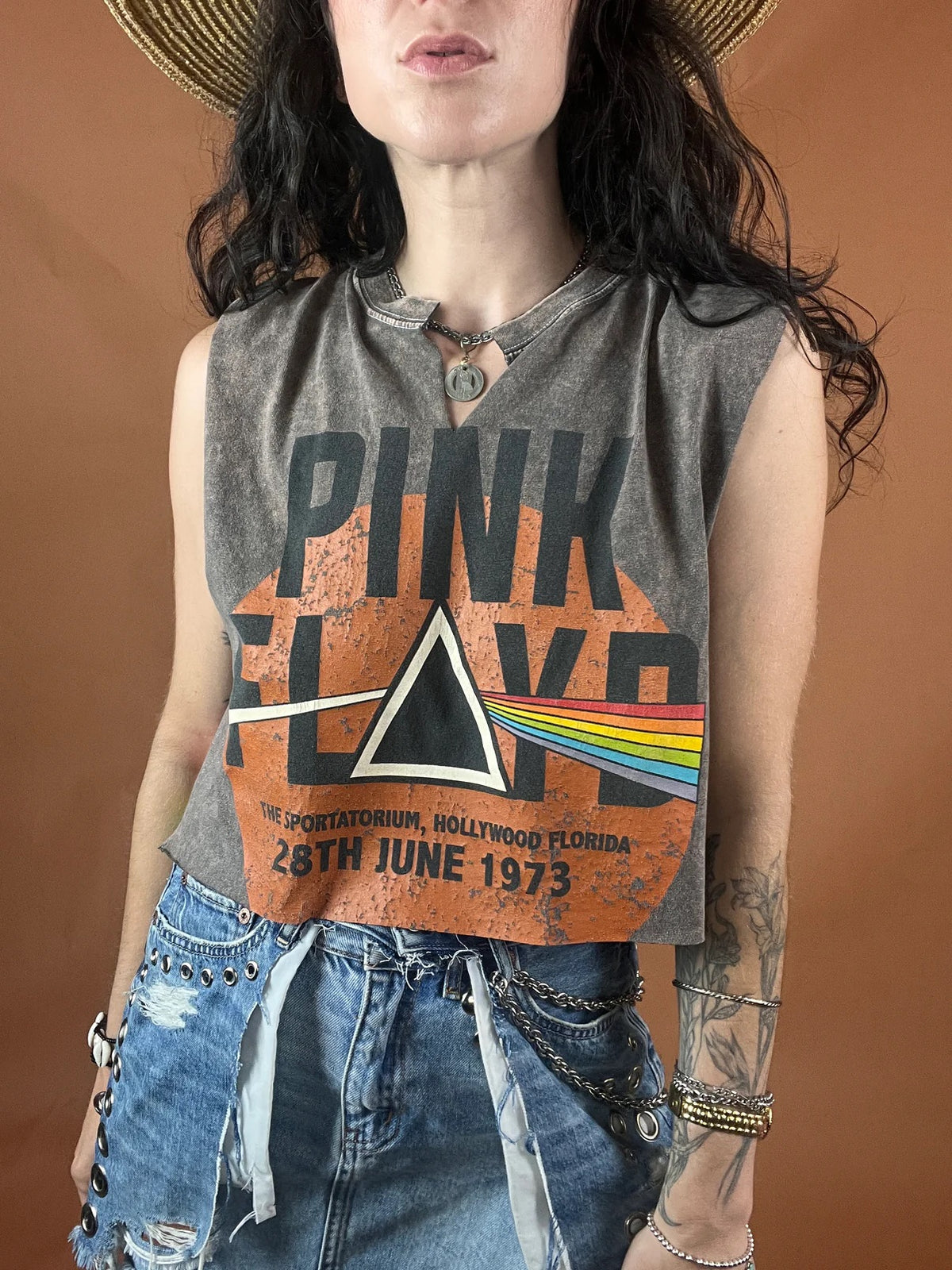 Pink Floyd Serape Stripe Crop Tank Top