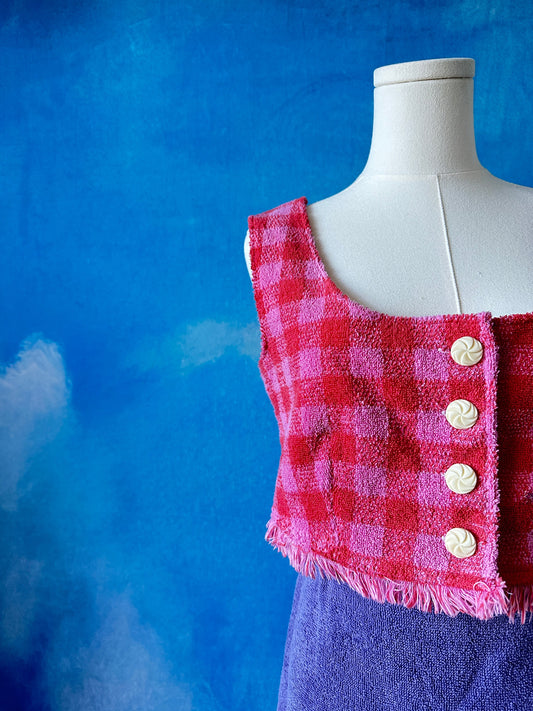 Pink and Red Checkered Towel Top by Finding Doll, photo 2