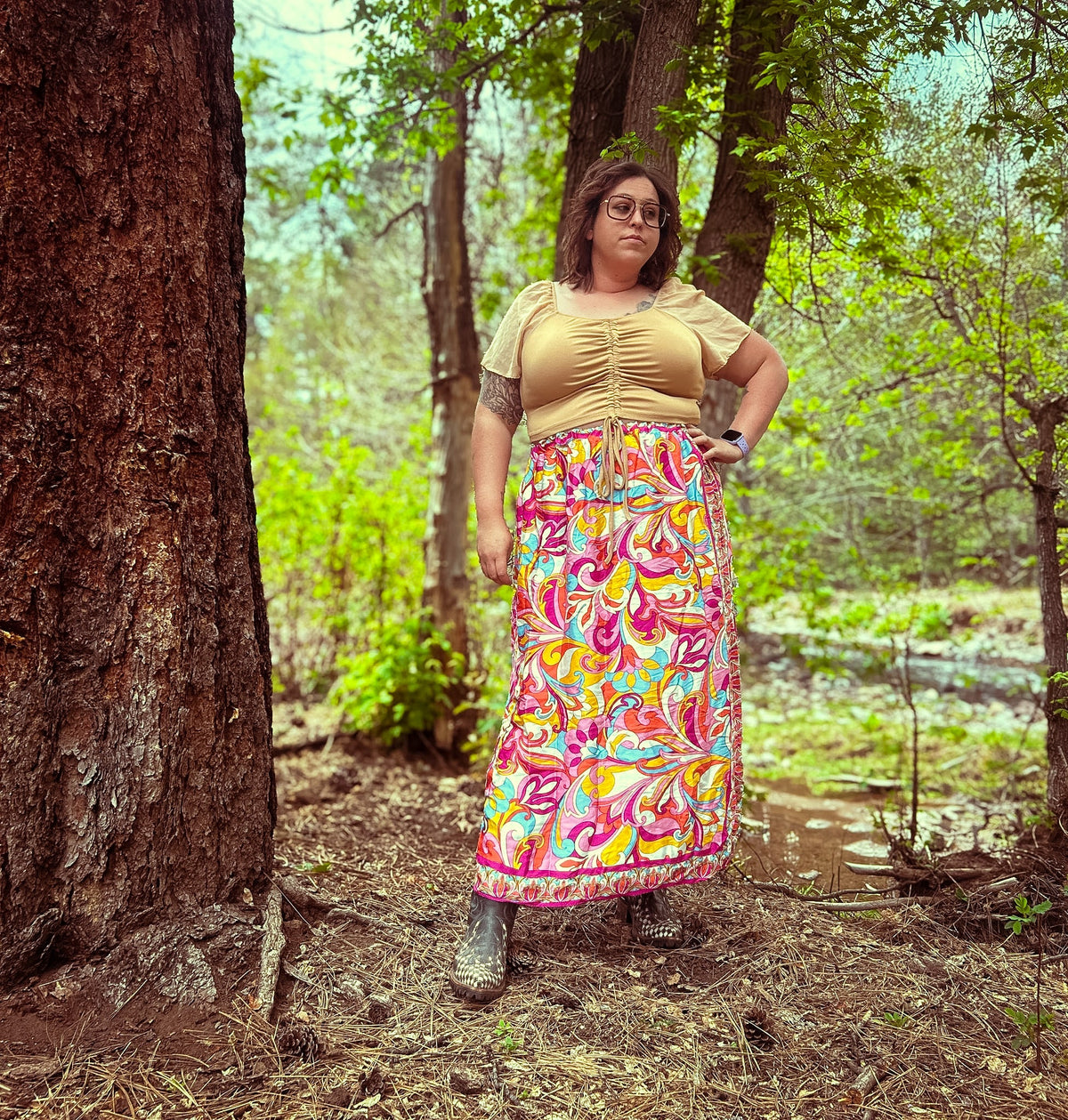 Cosmic Scarf Remix Skirt – One of a Kind Upcycled Statement Piece