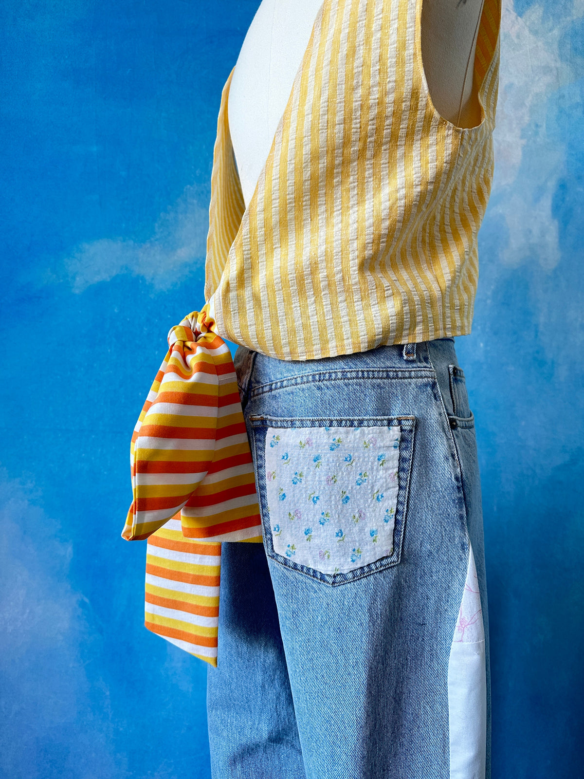Tie Back Pinstripe Cotton Tank Top by Finding Doll, photo 4