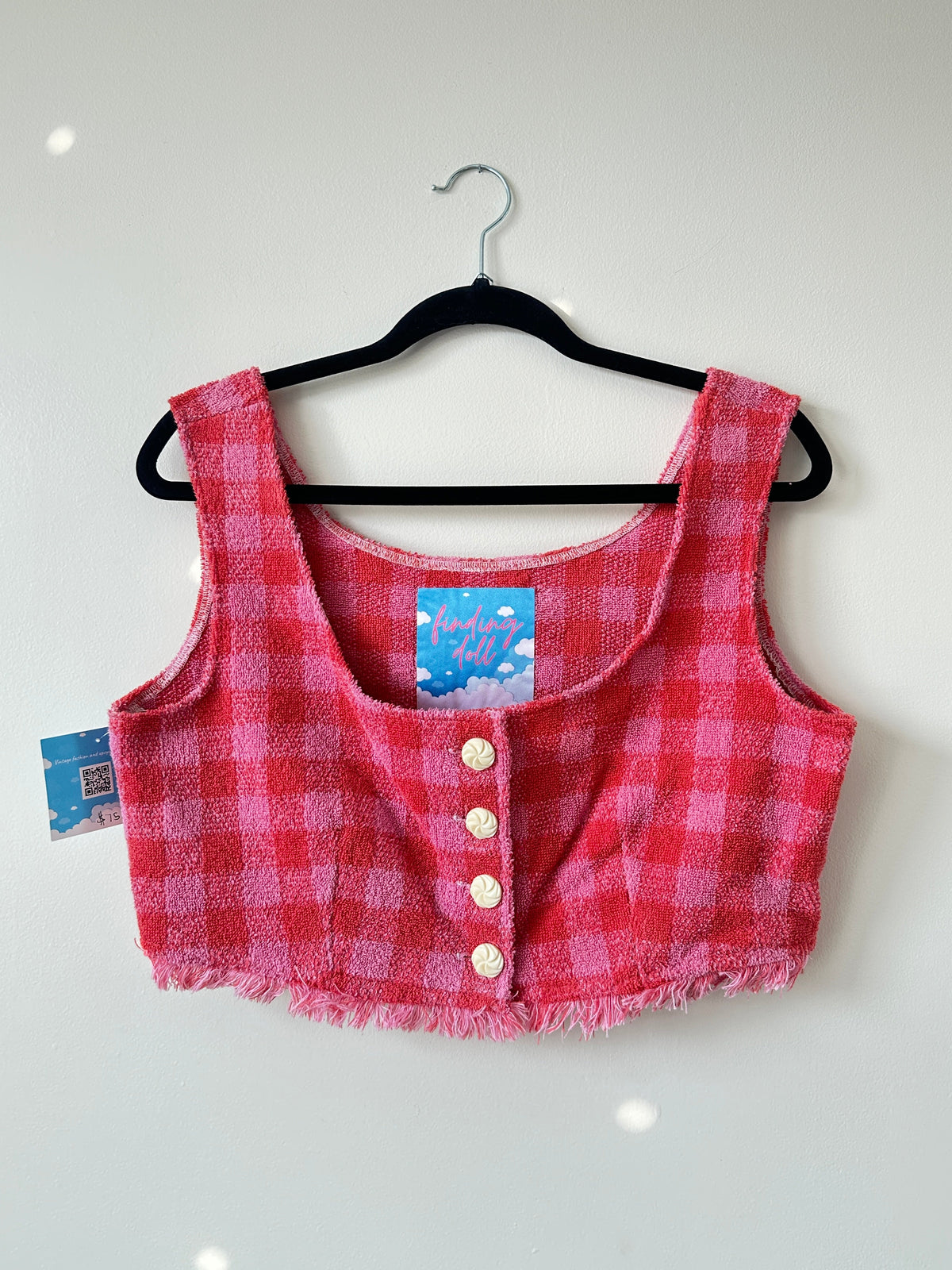 Pink and Red Checkered Towel Top by Finding Doll, photo 5