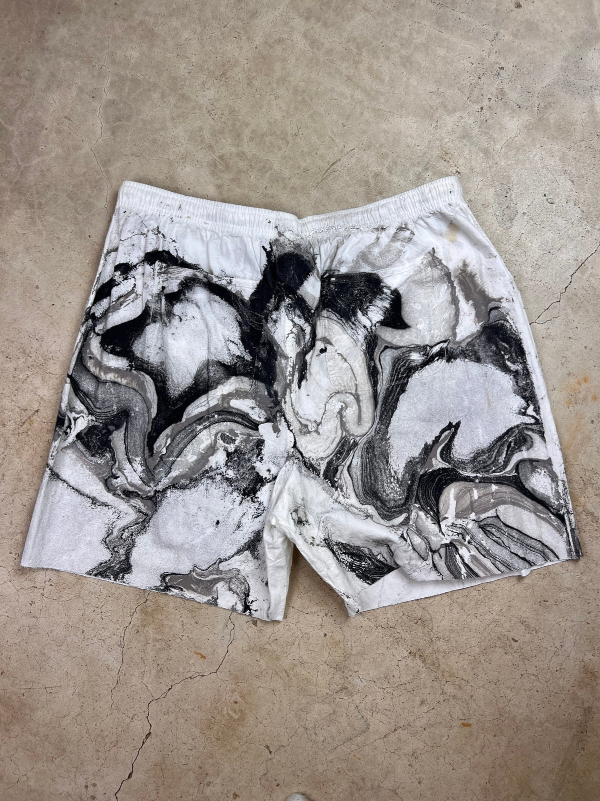 Marble Painted Denim Cut Off Shorts - 36-42"