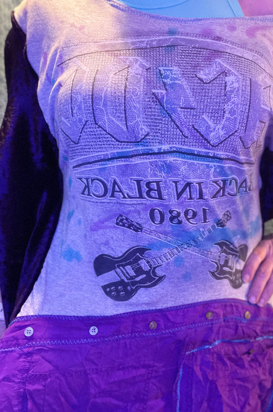 "Back in Black" Up-cycled rock T-shirt