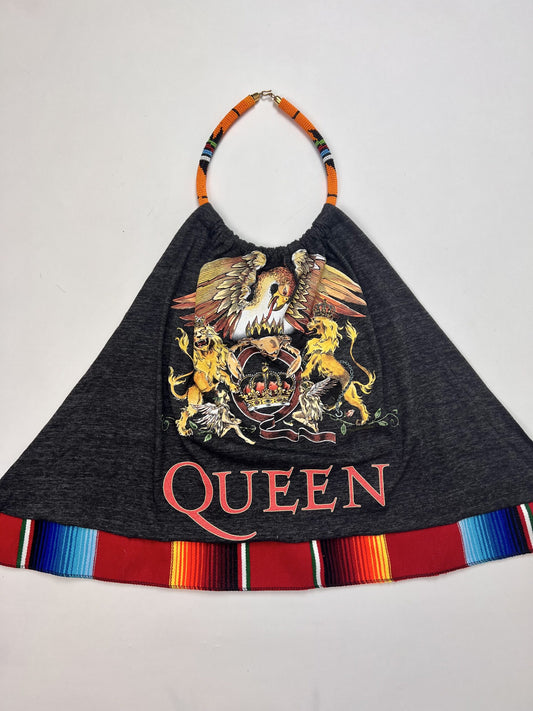 The Queen Beaded Halter Backless Halter Crop Top