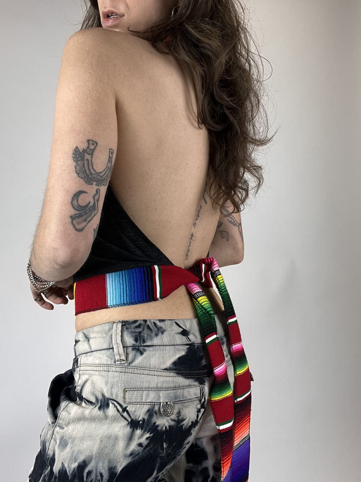 The Queen Beaded Halter Backless Halter Crop Top