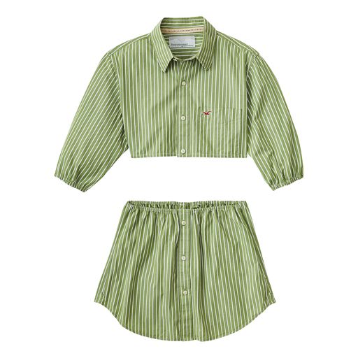 A Get Lucky (green and white striped 2 piece shirt/skirt set)