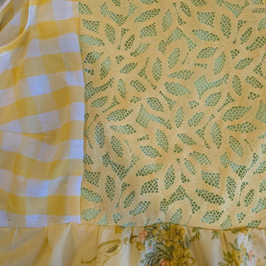 Yellow Lace and Floral Peplum Square Neck Top by BeedyMakes, photo 2