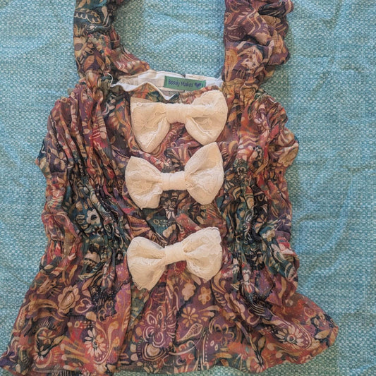 Groovy Multicolored Boho Print Bow Top by BeedyMakes, photo 2