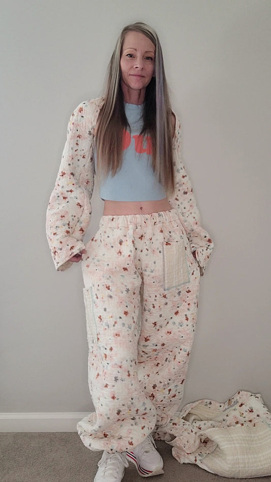 Blanket pants 3-piece travel set with joggers, shrug, and bag