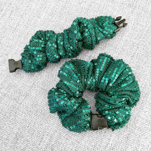 Evergreen Tinsel JUMBO Buckle Scrunchie - No Snagging, No Tangles