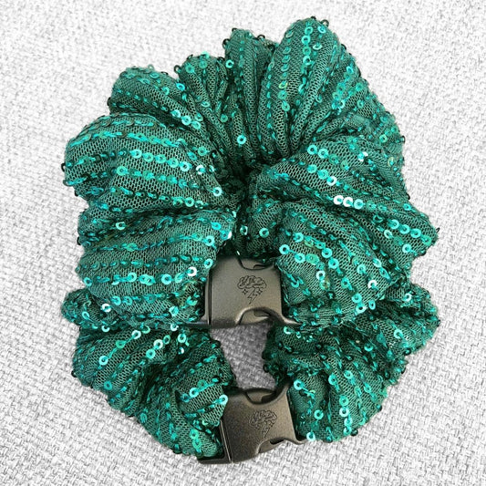 Evergreen Tinsel JUMBO Buckle Scrunchie - No Snagging, No Tangles