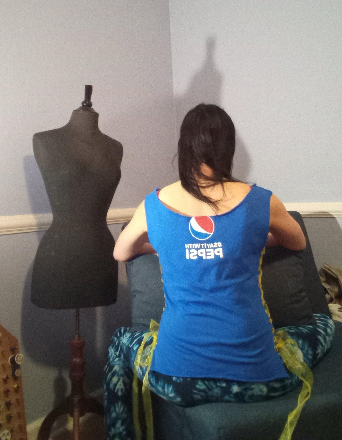 Upcycled Emoji Lace Up Shirt - M