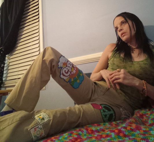 Upcycled Hippie Lace Up Pants - 2/31"