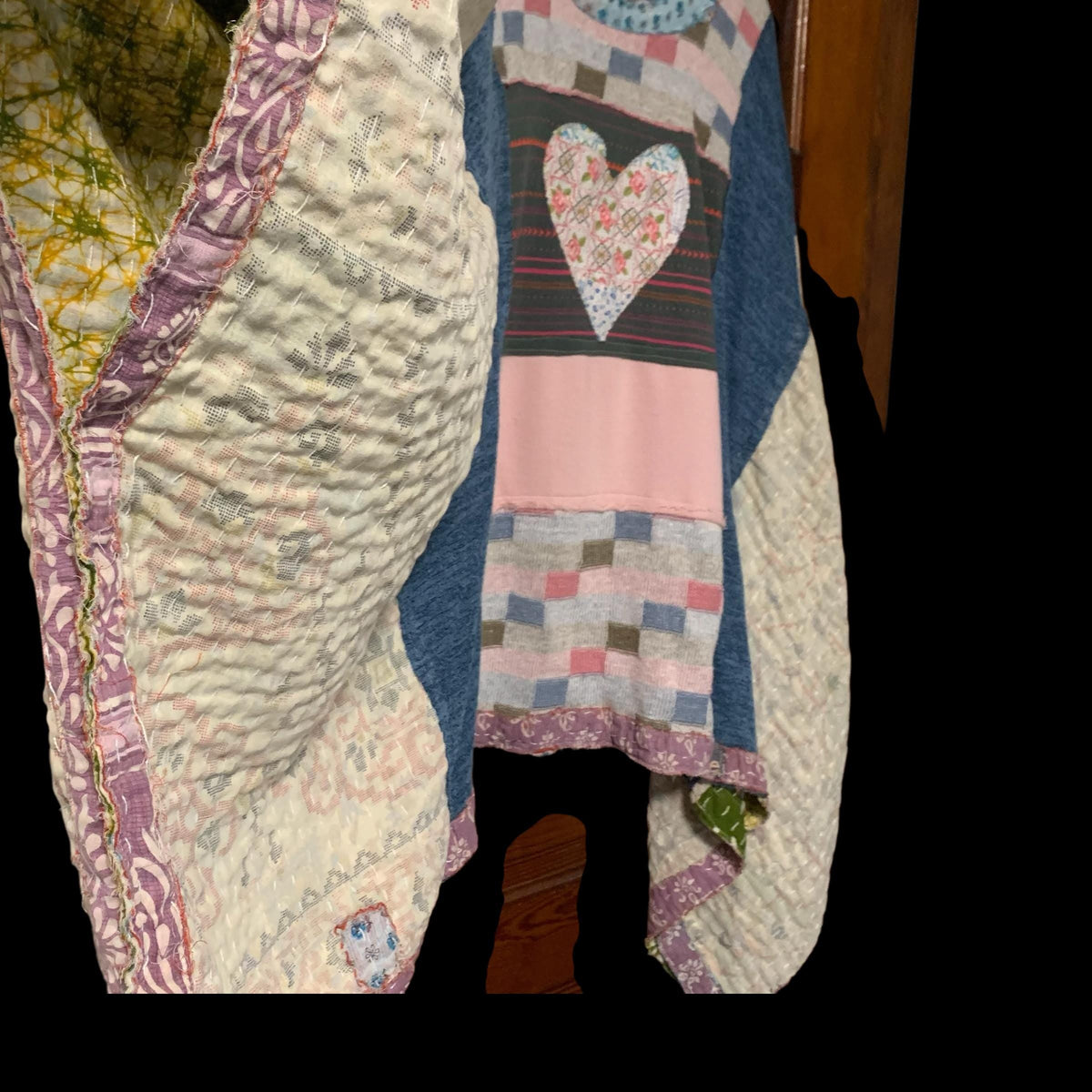 Upcycled Boho Poncho Pink Kantha Plus Size Gypsy Festival Handmade