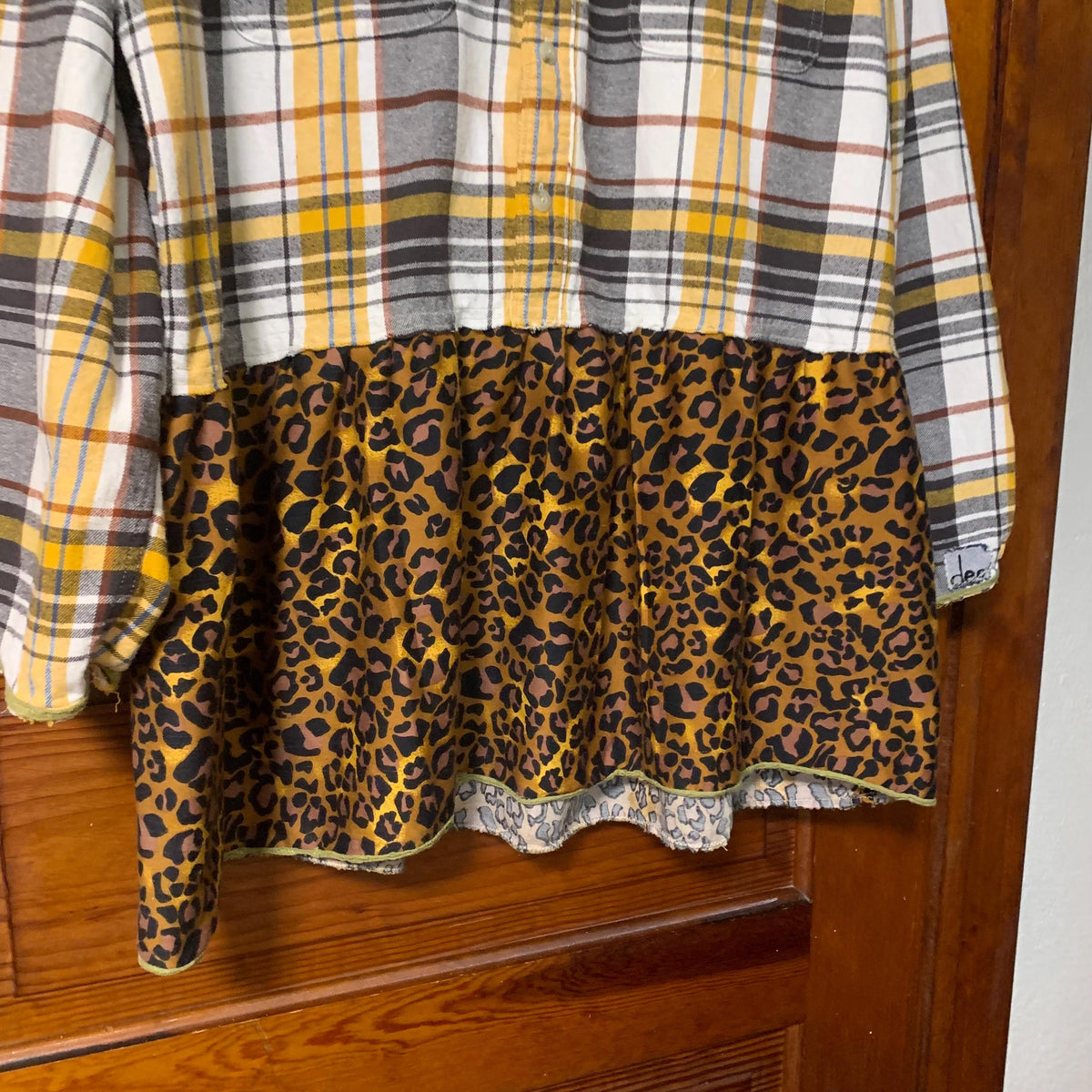 Upcycled Flannel Tunic XL Lagenlook Art to Wear Heart Patchwork