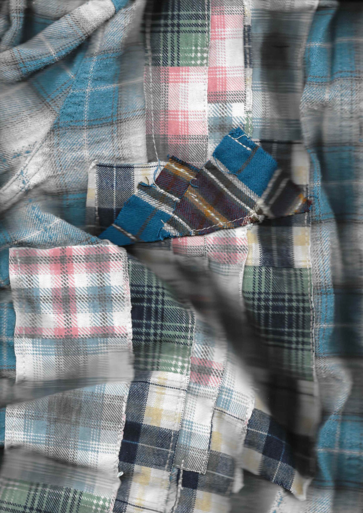 Blue reconstructed mountain flannel