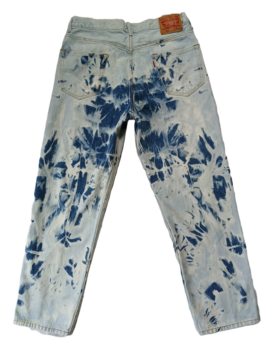 Upcycled Levi's 550 Bleached Denim Boyfriend Jeans