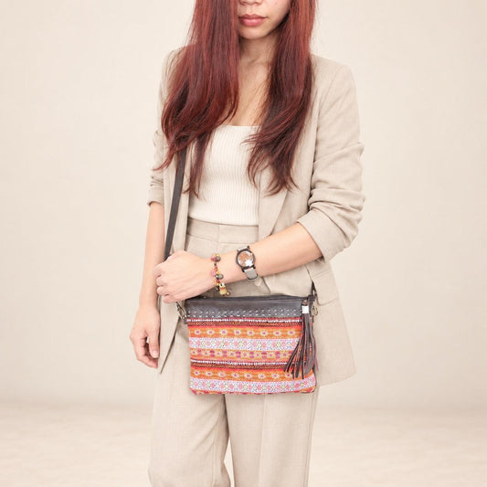 Upcycled Hmong Textile Crossbody Bag | One-of-a-Kind Artisan Bag – Thailand