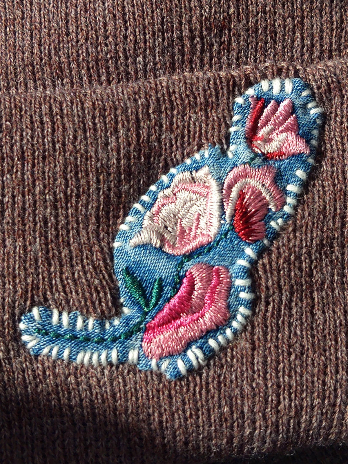 Denim Flowers Custom Embroidered Beanie by Rehab Threads, photo 4