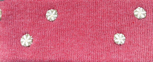 Flowered Red Knit Custom Embroidered Beanie by Rehab Threads, photo 2
