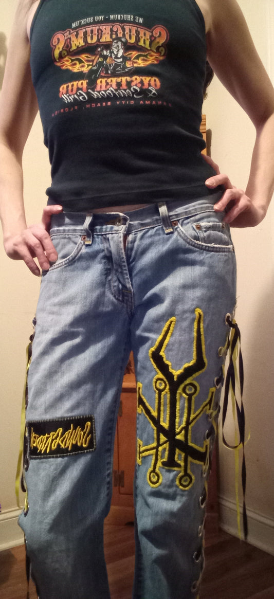 Upcycled Soundgarden Lace Up Jeans - 2/29"