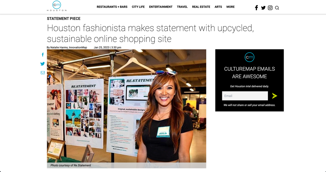 Featured in CultureMap and InnovationMap: “Houston fashionista makes statement with upcycled, sustainable online shopping site”
