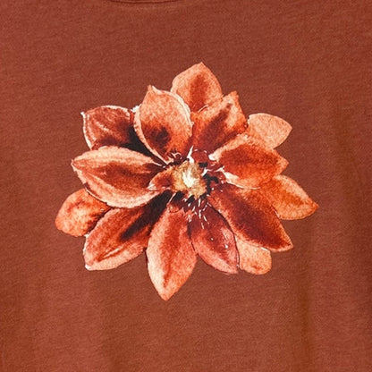 Upcycled Hand Printed Womens Large Red Poinsettia Floral Long Sleeve Sweatshirt