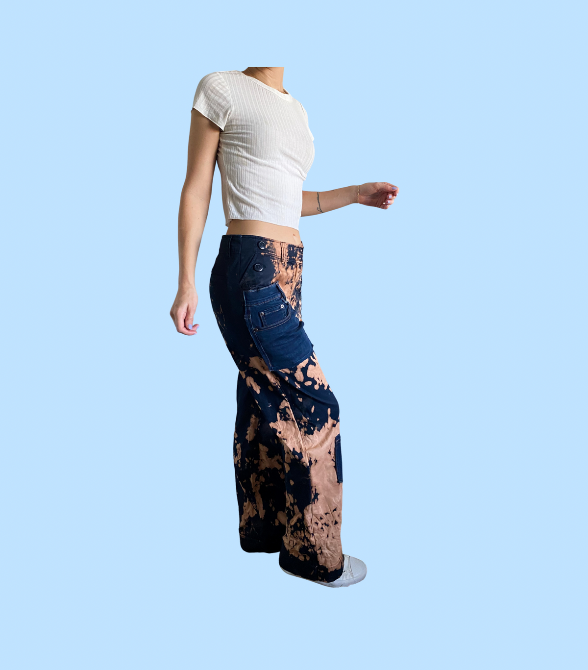 bleached navy cargo pants