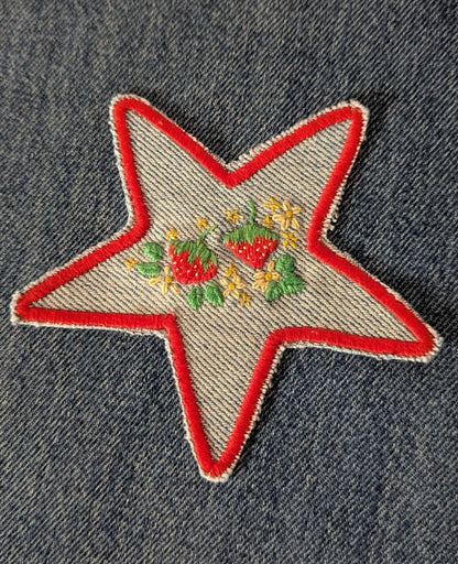 Embroidered Strawberry Star Patch