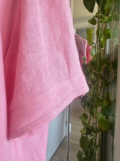 Pink Irish Linen Embroidered Cropped Top by Finding Doll, photo 10