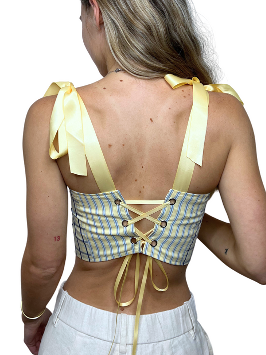 Mixed Pattern Yellow Striped Corset