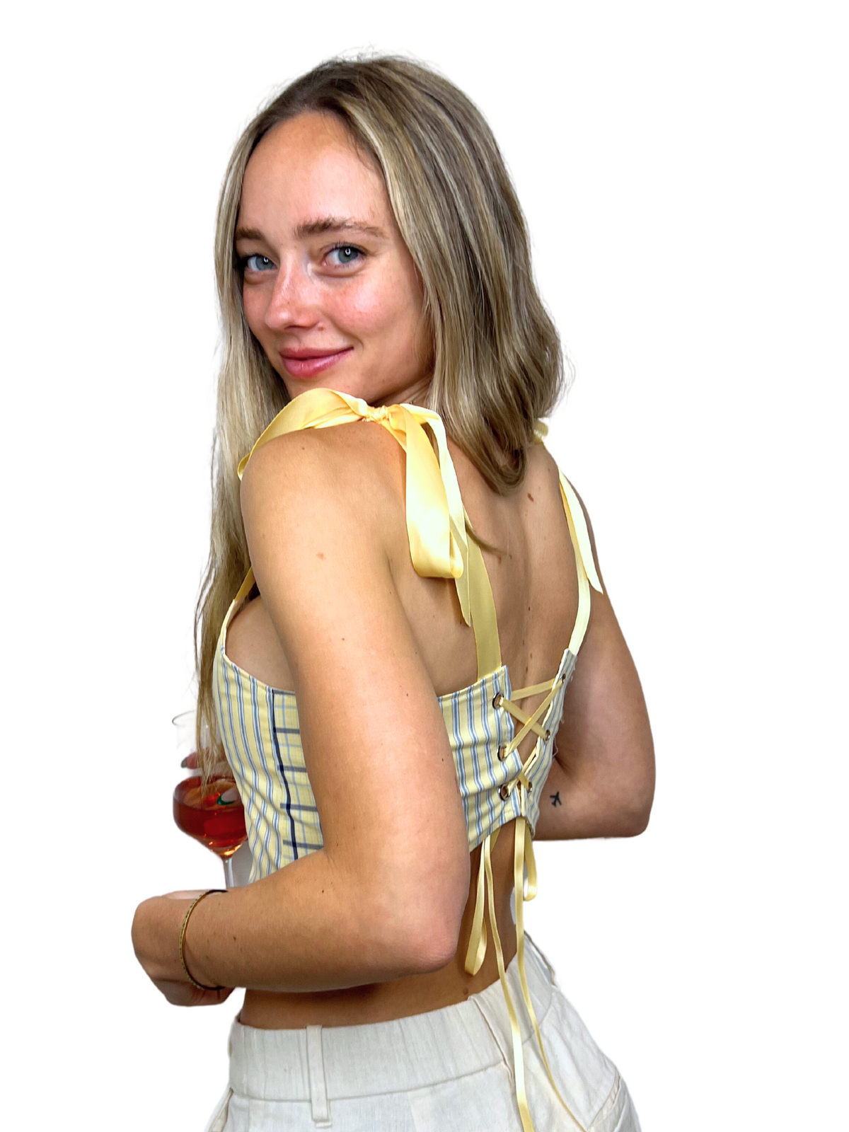 Mixed Pattern Yellow Striped Corset