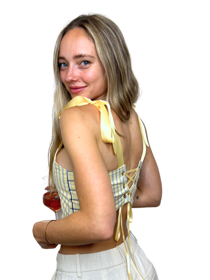 Mixed Pattern Yellow Striped Corset