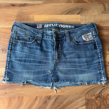 Affliction Low-rise Upcycled Mini Skirt | W: 34