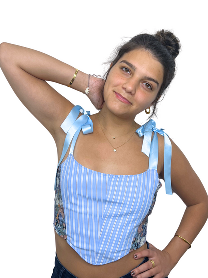 Striped Blue Mixed Corset