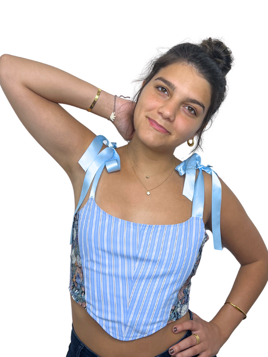 Striped Blue Mixed Corset