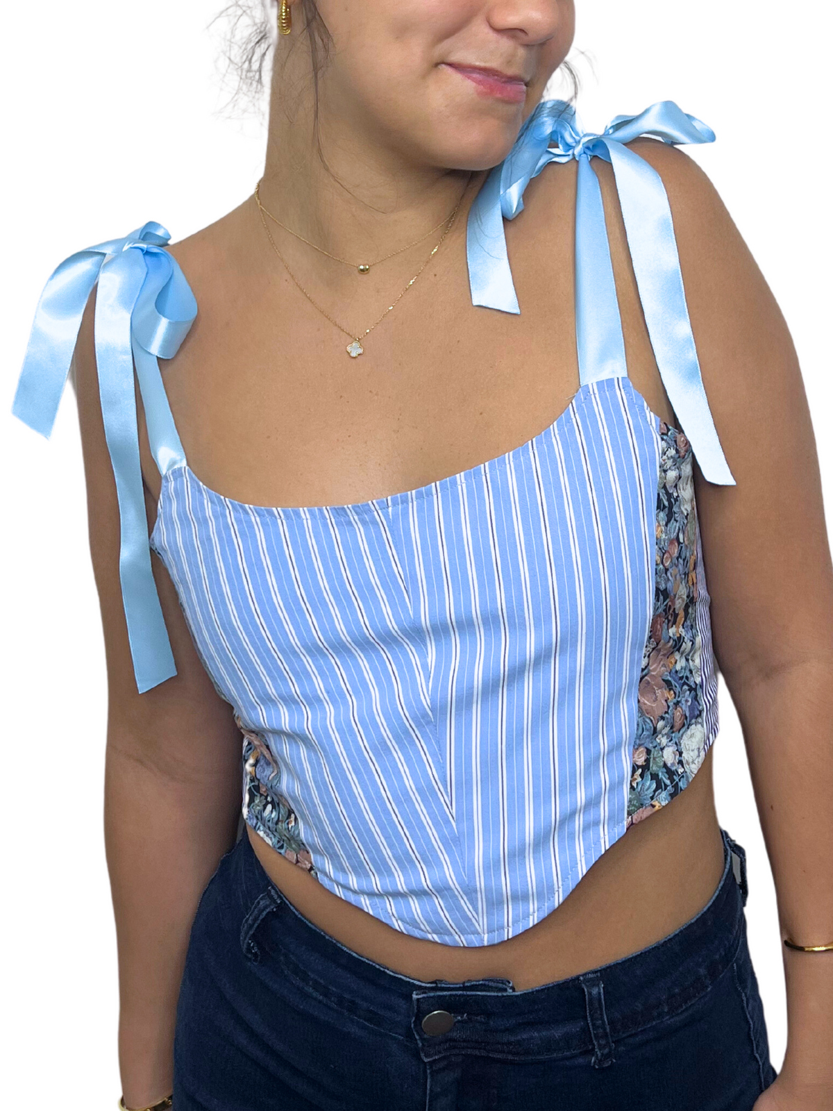 Striped Blue Mixed Corset