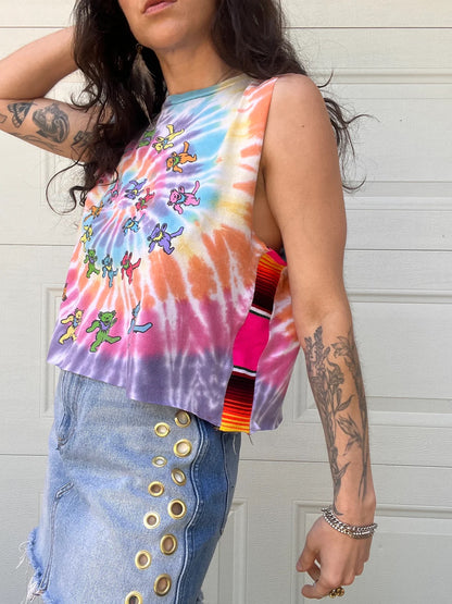 Grateful Dead Tie Dye Serape Stripe Crop Tank Top