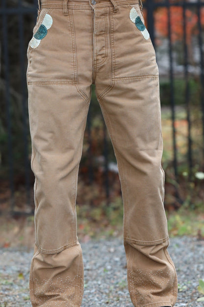 Topo Designs Canvas Jeans with Sashiko Accents by Rehab Threads